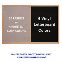 WOOD FRAMED 14" x 14" LETTER BOARD CORK BULLETIN COMBO BOARD