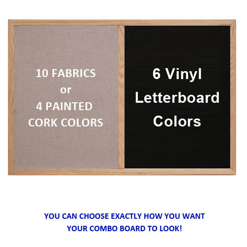 WOOD FRAMED 16" x 16" LETTER BOARD CORK BULLETIN COMBO BOARD