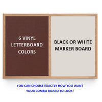 WOOD FRAMED 18" x 18" LETTER BOARD / MAGNETIC MARKER COMBO BOARD