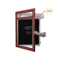 Enclosed Designer Wood Framed Letter Board SwingFrames | With Message Header + LED Light + 6 Sizes