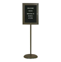 Indoor Enclosed Letterboard Floorstand 18 x 24 | Single Locking Door, Bronze