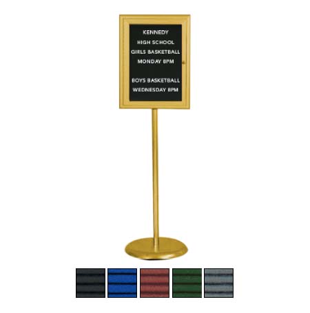 Indoor Enclosed Letter Board Floor Stand 18 x 24 | Display Case on Pedestal with Satin Gold Finish