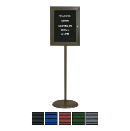 Indoor Enclosed Letterboard Floorstand 18 x 24 | Single Locking Door, Bronze