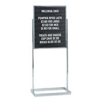 22 x 28 Double Pedestal Letter Board Sign Holder with Open Face Board, Double-Sided, Black Letterboards + Silver Chrome Aluminum Stand