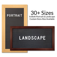Open Face Wide Wood Framed Access Letterboards 20 x 26 Can be Ordered in Portrait or Landscape Grooved Board Orientation.