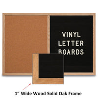 20x16 LETTER BOARD / CORK COMBINATION HAS 1" WIDE SOLID OAK FRAME