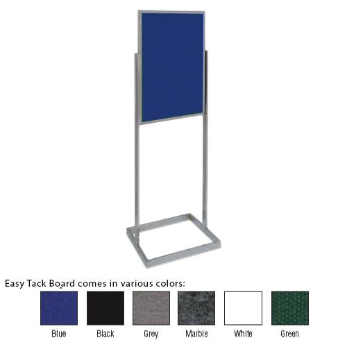 OPEN FACE SINGLE SIDED PEDESTAL 22 x 28 EASY-TACK FLOOR STAND (IN A POLISHED SILVER / CHROME FINISH)