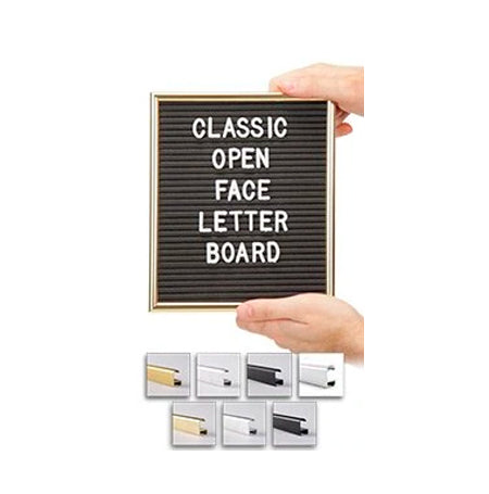 Access Letterboard | Open Face 12x12 Framed Black Vinyl Letter Board with Classic Style Metal Frame