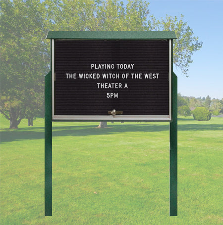 Free Standing 45x30 Outdoor Message Center Letter Board with Sliding Doors