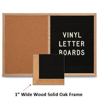 48x60 LETTER BOARD / CORK COMBINATION HAS 1" WIDE SOLID OAK FRAME