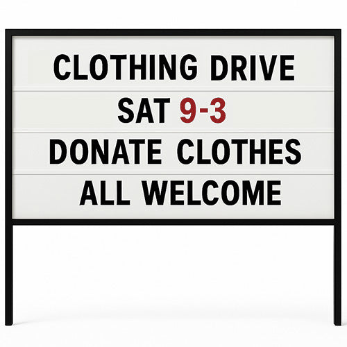 Freestanding Value Line Outdoor 72x48 Marquee Reader Boards + Posts | Single Sided