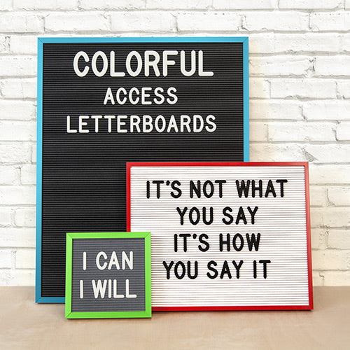 Open Face Changeable Felt Letter Boards in Black, Gray, and White Panels