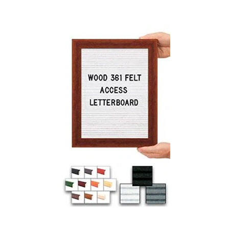 Access Letterboard | Open Face 11x14 Wood Framed Felt Letter Boards in Black, Grey, or White Felt Letter Board Colors Plus 10 Classic Wood 361 Frame Finishes