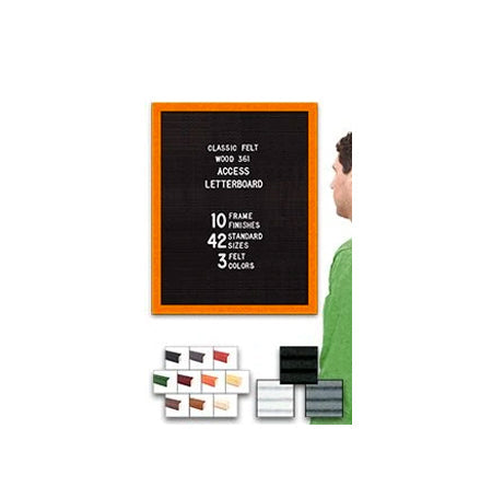 Access Letterboard | Open Face 22x28 Wood Framed Felt Letter Boards in Black, Grey, or White Felt Letter Board Colors Plus 10 Classic Wood 361 Frame Finishes