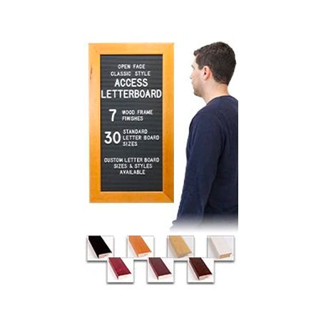 Access Letterboard™ | 24x24 Open Face Framed Vinyl Black Letter Board with Classic Style Wide Wood Frame