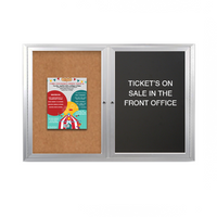 Enclosed 2-Door INDOOR Combo Board 60x30 | Cork Bulletin Board & FELT Letter Board