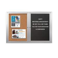 Enclosed 2-Door INDOOR Combo Board 72x48 | Cork Bulletin Board & FELT Letter Board