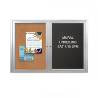 Enclosed 2-Door INDOOR Combo Board 96x36 | Cork Bulletin Board & FELT Letter Board