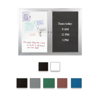 Enclosed 2-Door INDOOR Combo Board 42x32 | Changeable FELT Letter Board & Dry Erase Marker Board