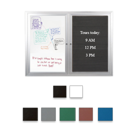 Enclosed 2-Door INDOOR Combo Board 72x36 | Changeable FELT Letter Board & Dry Erase Marker Board