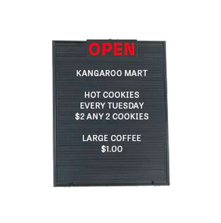 Open Face Black Plastic Letter Board 22 x 28 with Header Accessory