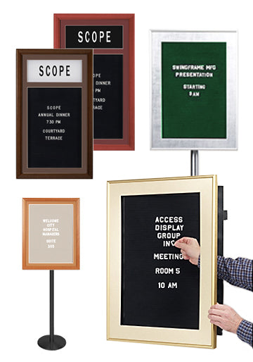 Standing 40 x 40 Outdoor Message Center Letter Board + Sliding Doors -6  Wood Faux Finishes – FloorStands