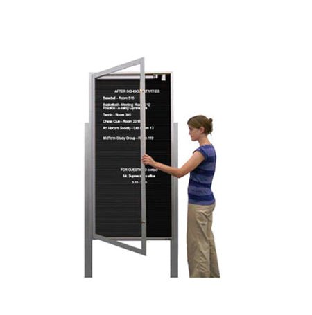 Extra Large Outdoor Enclosed Letter Boards with Leg Posts | Single Door Locking Message Board