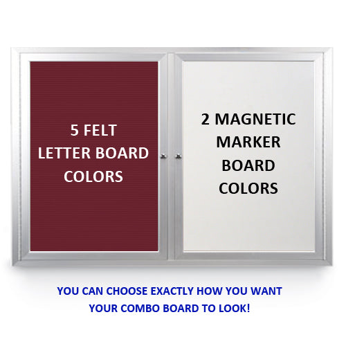 INDOOR ENCLOSED COMBO BOARD 40" x 40" DRY ERASE / LETTER BOARD