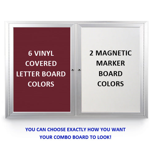 OUTDOOR ENCLOSED COMBO BOARD 50" x 50" DRY ERASE / LETTER BOARD