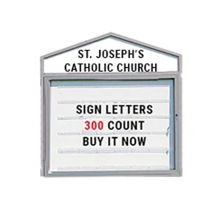 Enclosed Cathedral Reader Board with custom pointed header, 48" by 48" Lockable Cabinet