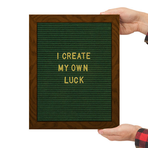 11x14 Wood Framed Green Felt Letter Board | Shown with Walnut Finish and Optional Gold Letters