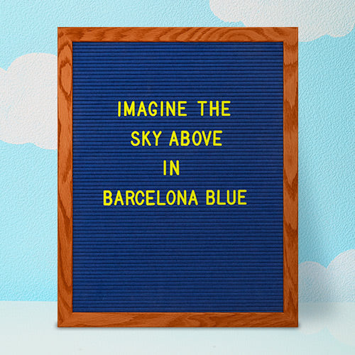 16x20 Wood Framed Blue Felt Letter Board | Shown with Cherry Finish and Optional Yellow Letters