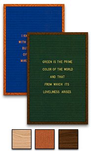 24x36 Wood Frame Blue or Deep Green Felt Letter Boards with Changeable Letters