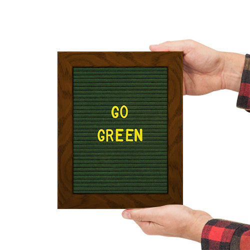 8x10 Wood Framed Green Felt Letter Board | Shown with Walnut Finish and Optional Gold Letters