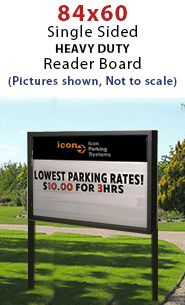 Freestanding Heavy Duty 1-SIDED Enclosed Reader Board + 2 Posts with Personalized Header 84" by 60", with Optional Backlit LED Lighting
