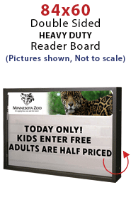Heavy Duty 2-SIDED Enclosed Reader Board with Personalized Header 84" by 60", with Optional Backlit LED Lighting