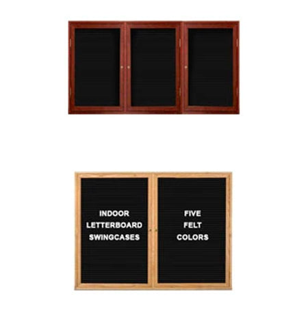 Indoor Enclosed Wood Framed Letter Boards 2 and 3 Door Locking Display Cases