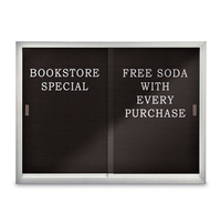 Indoor Letter Boards with 2 Sliding Glass Doors | Classic Mitered Corners Metal Cabinet in 14 Sizes