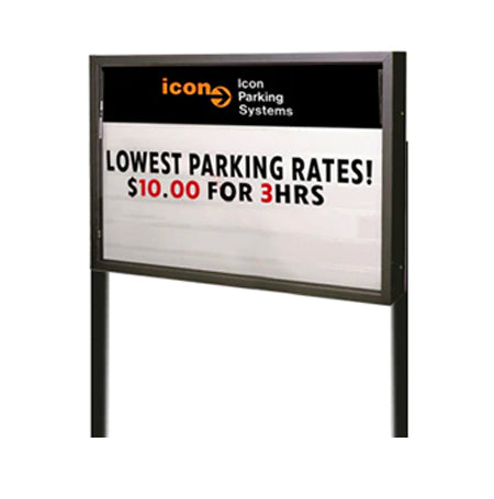 Freestanding Heavy Duty 1-SIDED Enclosed Reader Board + 2 Posts with Personalized Header 72" by 48", with Optional Backlit LED Lighting