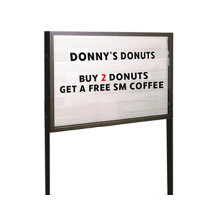 Freestanding Heavy Duty 1-SIDED Enclosed Reader Board + 2 Posts 72" by 48", with Optional Backlit LED Lighting