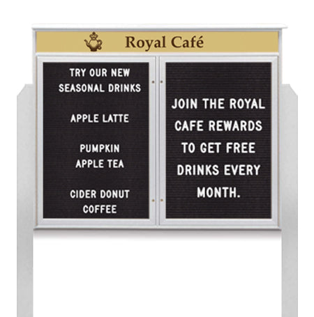 60x36 Standing Enclosed Outdoor Message Center Letter Board + Header ...