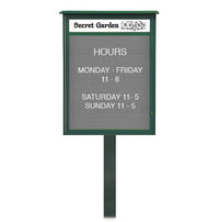 16" x 34" Outdoor "MINI" Message Center Letter Board with Header and Post (Left Hinged Single Door)