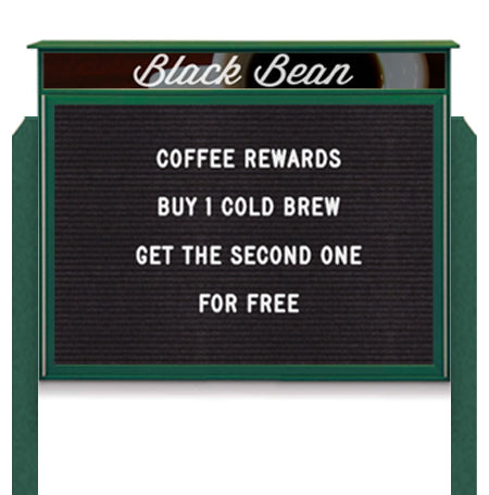 30x36 Free Standing Outdoor Message Center with Letter Board with Header