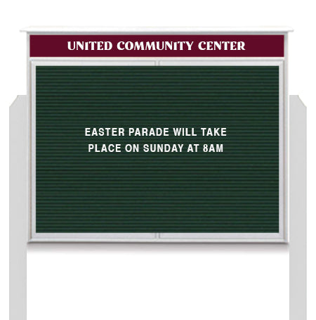 42x42 Free Standing Outdoor Message Center with Letter Board with Header