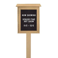 Free Standing 12x18 Single Door (Single Post) Outdoor Letter Board Message Center with Posts - Left Hinged