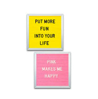 Open Face Framed Pink Letter Board and Lemon Yellow Letterboard | Letter Board 10x10 with Silver Trim Frame