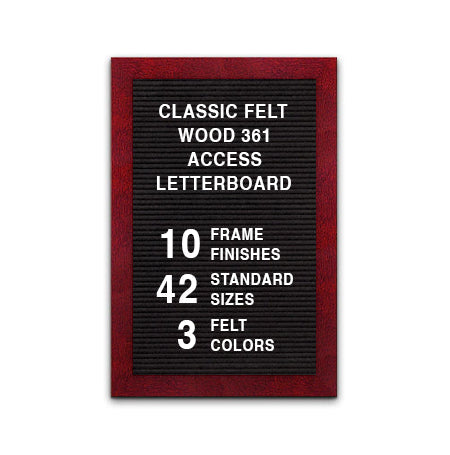 Access Letterboard 20 x 30 Open Face 361 Wood Framed FELT Letter Board