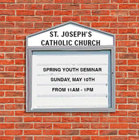 Enclosed Cathedral Reader Board with custom pointed header, 48" by 36" Lockable Cabinet