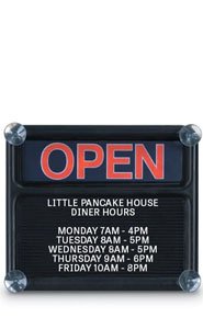 Window Black Plastic Letter Board 14 x 12 with OPEN / CLOSED Header
