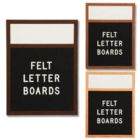 24x60 OPEN FACE LETTER BOARD WITH HEADER: 5 FELT COLORS, 3 WOOD FINISHES